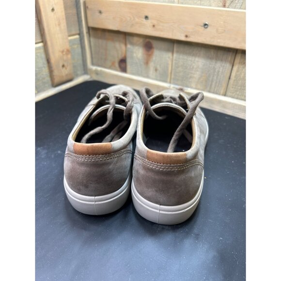 Ecco Mens Soft 7 LaceUp Sneakers Size 10 10.5 Distressed Stone Taupe Leather - Picture 5 of 9